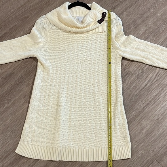 Charter Club Women Sweater Large White Cotton Longline Coastal Grandma Preppy - Picture 12 of 13